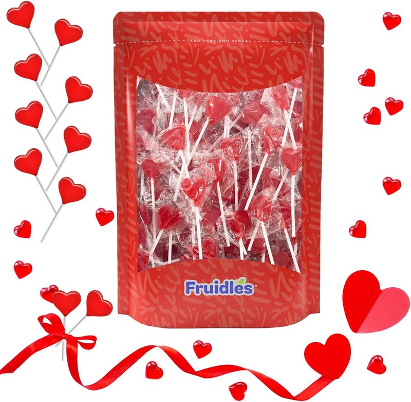 Fruidles Mini Red Heart Lollipops - Strawberry Flavor - Image 4