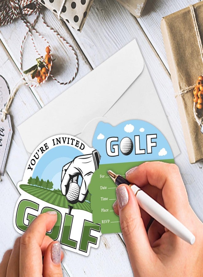 REWIDPARTY Golf Party Invitations with Envelopes & Stickers - Set of 15 Golf Game Shaped Fill-in Invitations for Birthday or Retirement Parties for Teens & Adults - Image 5