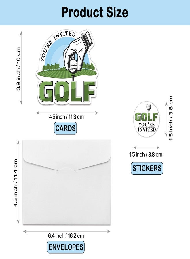 REWIDPARTY Golf Party Invitations with Envelopes & Stickers - Set of 15 Golf Game Shaped Fill-in Invitations for Birthday or Retirement Parties for Teens & Adults - Image 3