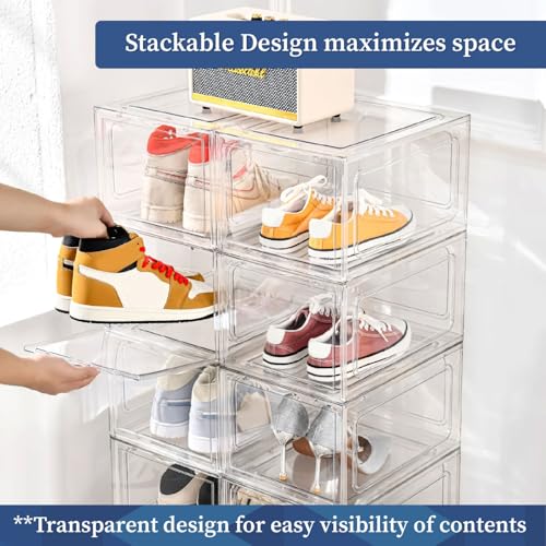HomeStrap Plastic Clear Multi Bins |Multipurpose Transparent Shoe Storage Box |Collapsable Shoe Organiser | Foldable Sneaker Crates Footwear Organiser For Men, Women (Pack of 6) - Image 3