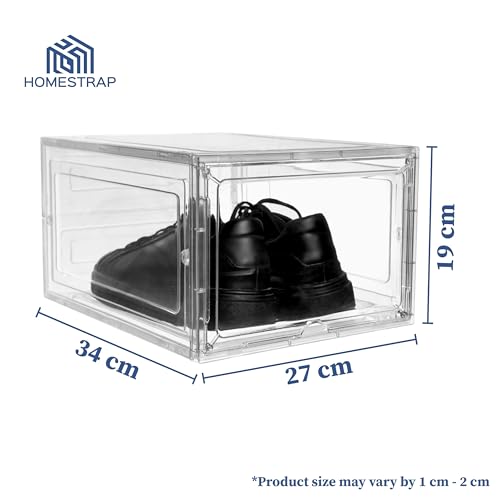 HomeStrap Plastic Clear Multi Bins |Multipurpose Transparent Shoe Storage Box |Collapsable Shoe Organiser | Foldable Sneaker Crates Footwear Organiser For Men, Women (Pack of 6) - Image 2