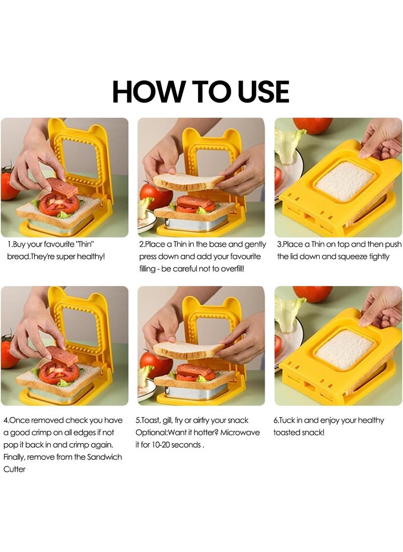 Helimix HELIMIX Sandwich Cutter and Sealer for Kids Lunch Easy Uncrustable Sandwich Maker Mould Cutter Bread Press DIY  - Image 3