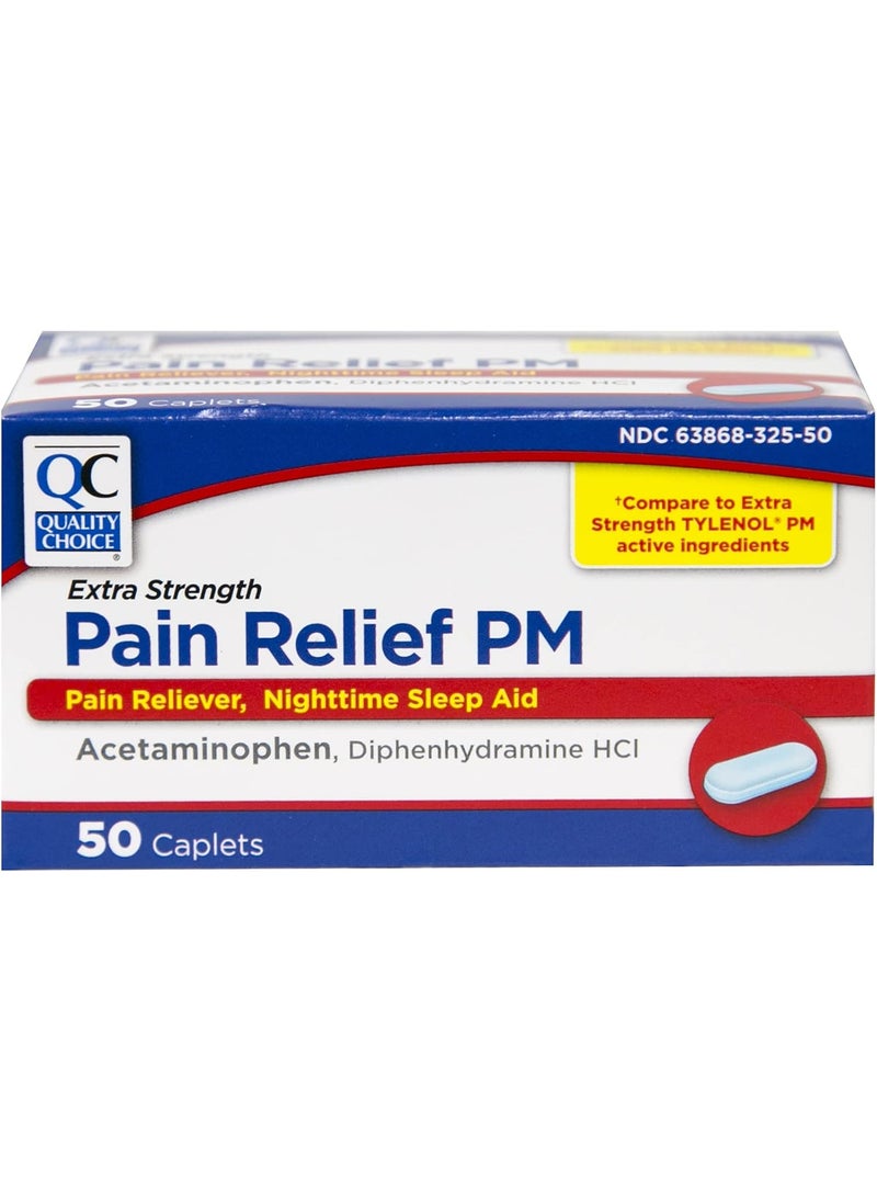 Quality Choice Quality Choice Extra Strength Pain Relief PM, Pain Reliever and Nighttime Sleep Aid, Acetaminophen 500 mg & Diphenhydramine HCI 25 mg (Sleep Aid), 50 Count Package of Caplets 