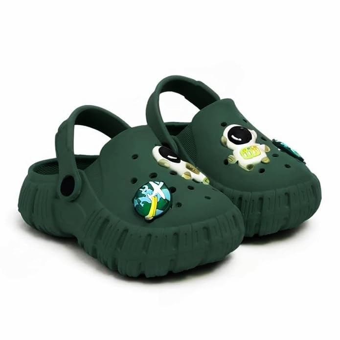 GIMME ! Little Monkey, Toddler Clogs Slippers, 12 Months to 6 Years, Baby Boy, Waterproof, Lightweight, Cute Cartoon Fun Charms, Mehndi, Non-Slip Sole - Image 1