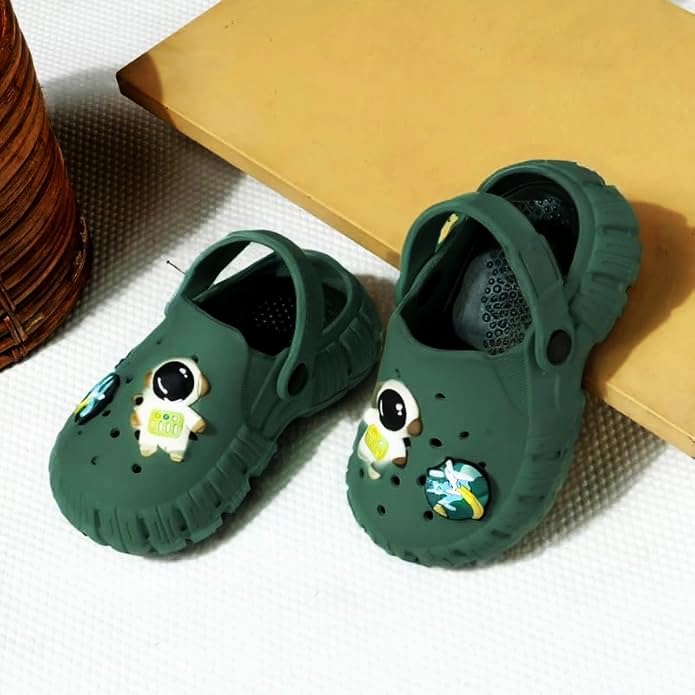GIMME ! Little Monkey, Toddler Clogs Slippers, 12 Months to 6 Years, Baby Boy, Waterproof, Lightweight, Cute Cartoon Fun Charms, Mehndi, Non-Slip Sole - Image 2