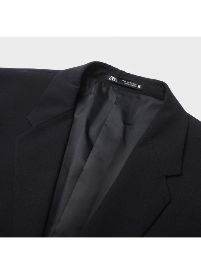 Zara men's Classic Solid Color Formal Business Long Sleeve Notch Lapel Suit Jacket - Image 4