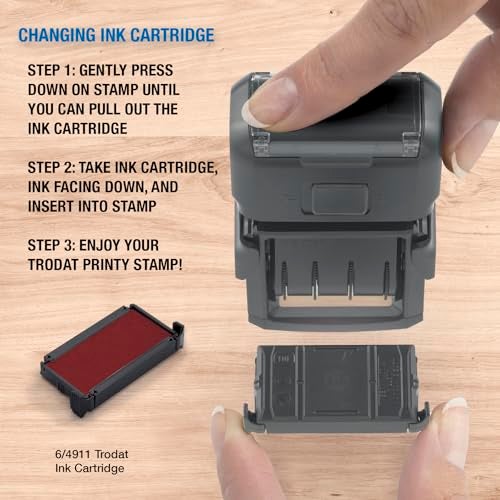 Trodat 4820 Printy 4.0, Self-Inking Date Stamp for Professional, Classroom and Personal Applications, 3/8” x 1-¼”, CO2 Compensated Date Stamper (Red) - Image 4