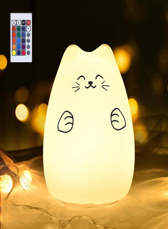 GoLine Tap+Remote Control , Fortune Cat : GoLine Remote Control LED Kitty Night Light, Cute Multicolor Children Baby Nursery Lamp, Tap Control, 5 Light Modes, Static/Breathing/Flashing, Brightness Adjustment, 12-hour Portable Use.(NL009) - Image 1