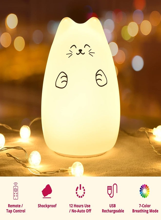 GoLine Tap+Remote Control , Fortune Cat : GoLine Remote Control LED Kitty Night Light, Cute Multicolor Children Baby Nursery Lamp, Tap Control, 5 Light Modes, Static/Breathing/Flashing, Brightness Adjustment, 12-hour Portable Use.(NL009) - Image 5