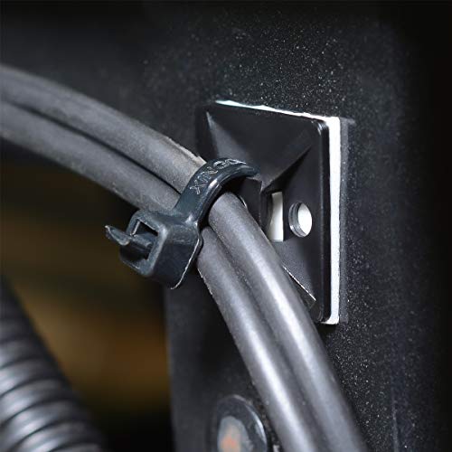 XHF 200pcs 3/4" Back-Glue Self Adhesive Black Strong Cable Zip Tie Mounts with 8" Ties, Screws, UV Protection Outdoor Sticky Wire Fasteners Cable Clips Management Anchors Organizer Holders Squares - Image 3