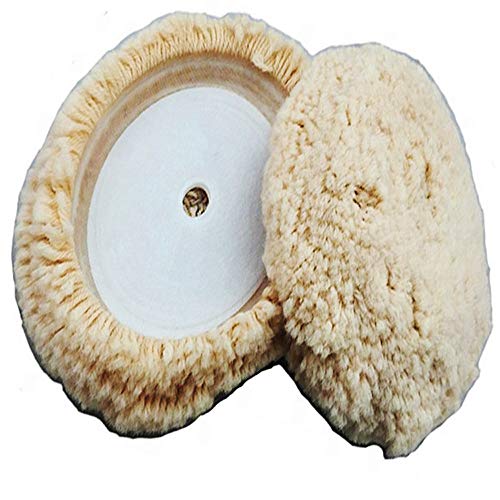 MLD Polishing Pad Buffing 7Inch 180 mm 100% Natural Wool Hook and Loop Grip for Compound Cutting and Car Motorcycle Washing Machine Refrigerator Furniture Cabinets - Image 1