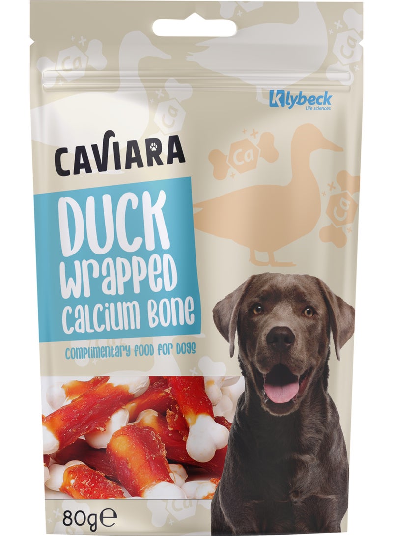 Caviara Dog Treats Duck  wrapped calcium bones  80 gr