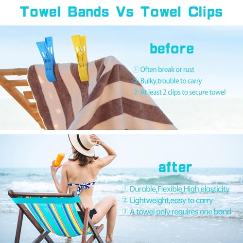 IVICOO Towel Bands for Cruise Chairs,Beach Towel Bands,Towel Clips for Beach Chairs (4 Blue), Travel and Vacation Essentials. - Image 3