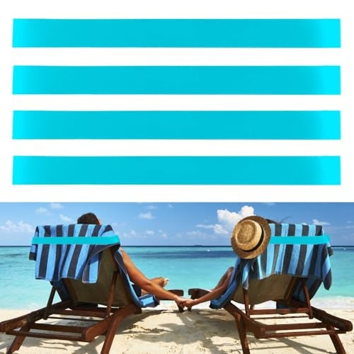 IVICOO Towel Bands for Cruise Chairs,Beach Towel Bands,Towel Clips for Beach Chairs (4 Blue), Travel and Vacation Essentials. - Image 1