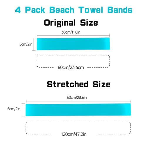 IVICOO Towel Bands for Cruise Chairs,Beach Towel Bands,Towel Clips for Beach Chairs (4 Blue), Travel and Vacation Essentials. - Image 2