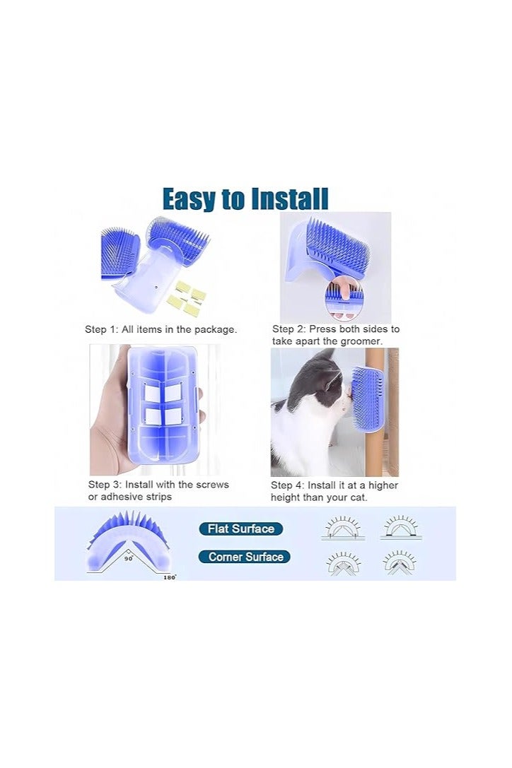 Cat Hair Remover Massage Brush - Wall Mounted Self Cleaning Tool - Fur Massage and Reduce Shedding - Easy to Install and Clean - Suitable for All Types of Cats multicolor - Image 2