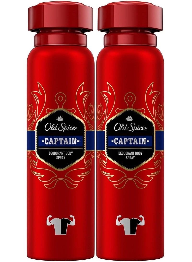 Old Spice Pack Of 2 Old Spice Captain Deodorant Body Spray For Men 150 Ml - Image 2