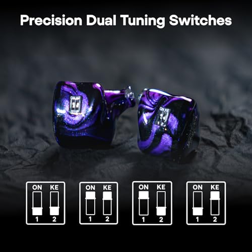 Linsoul Kiwi Ears Quartet 2DD+2BA Hybrid In-Ear Monitor, HiFi Earphones with Hand-crafted Resin Shell, Detachable OFC Silver-plated IEM Cable for Audiophile Musician DJ Studio Gaming (Purple, Quartet) - Image 5