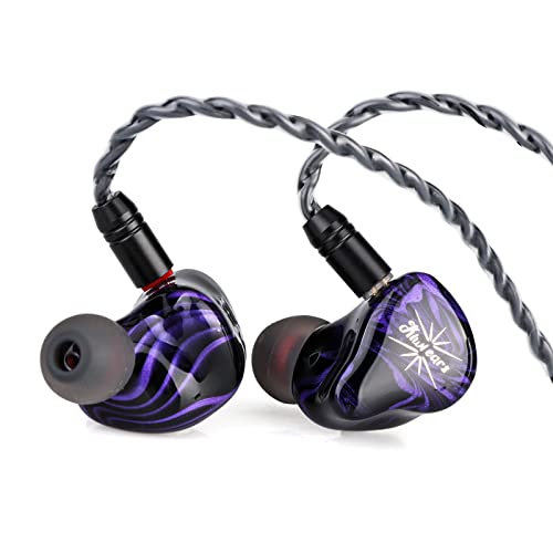 Linsoul Kiwi Ears Quartet 2DD+2BA Hybrid In-Ear Monitor, HiFi Earphones with Hand-crafted Resin Shell, Detachable OFC Silver-plated IEM Cable for Audiophile Musician DJ Studio Gaming (Purple, Quartet) - Image 1