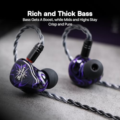 Linsoul Kiwi Ears Quartet 2DD+2BA Hybrid In-Ear Monitor, HiFi Earphones with Hand-crafted Resin Shell, Detachable OFC Silver-plated IEM Cable for Audiophile Musician DJ Studio Gaming (Purple, Quartet) - Image 3