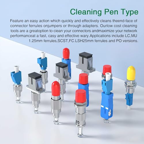 TUTOOLS Fiber Optic Cleaner,Fiber Optic connectors Cleaning,Fiber Optic Cleaner Pen with 800+ Cleans for LC/MU 1.25mm UPC/APC Ferrules Push Type - Image 5