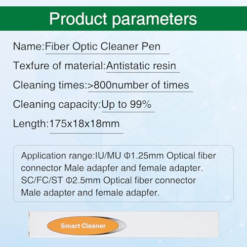 TUTOOLS Fiber Optic Cleaner,Fiber Optic connectors Cleaning,Fiber Optic Cleaner Pen with 800+ Cleans for LC/MU 1.25mm UPC/APC Ferrules Push Type - Image 4
