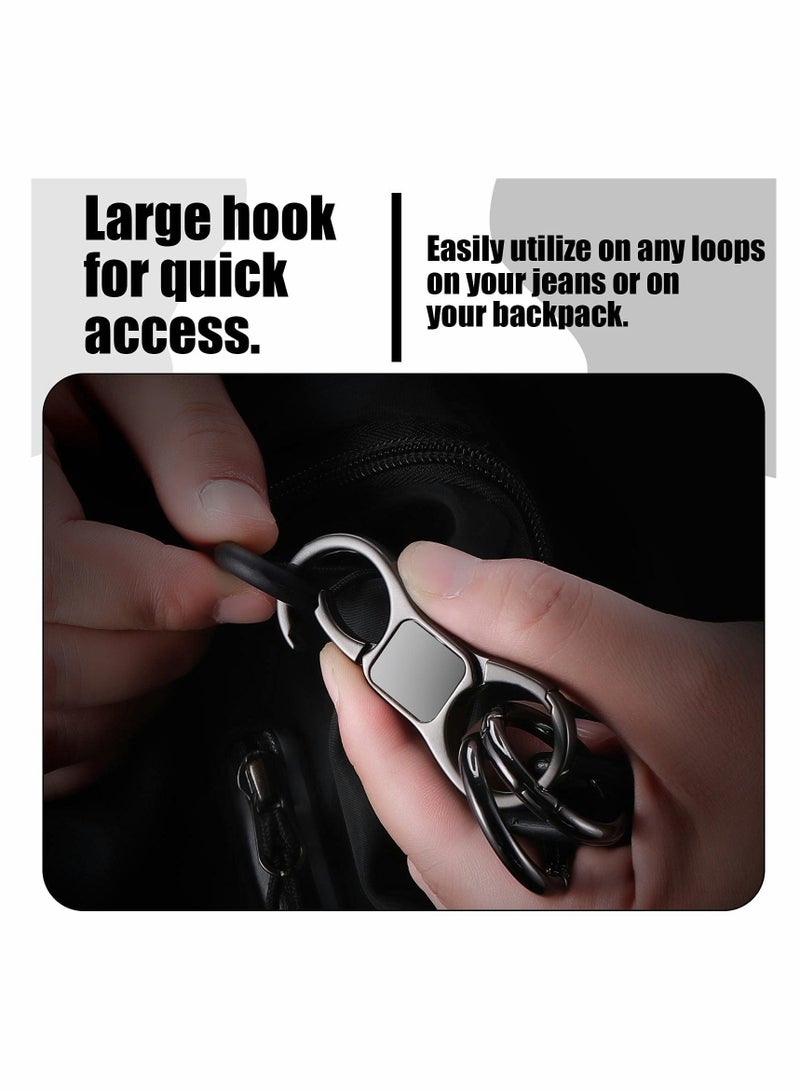 Key-Chain with Quick-Release Spring Clip Keyrings, Detachable Key Chain with Horseshoe Shape D - Heavy Duty Car Keychain for Men or Women (Black) - Image 3