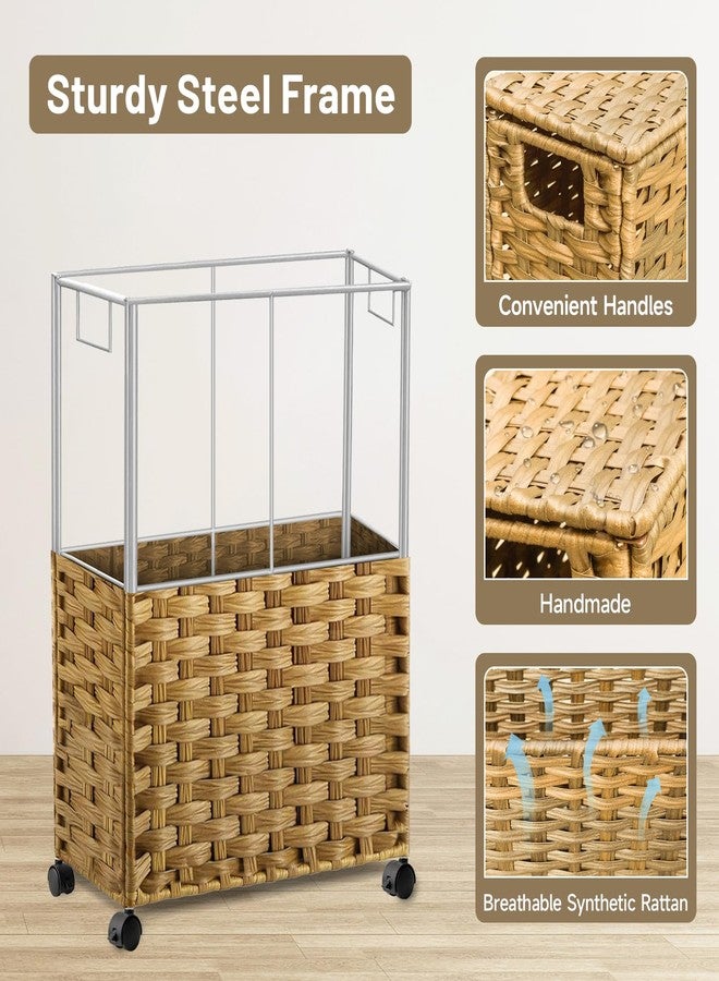 Hiagnete Toilet Paper Storage Basket with Lid and Wheels, Rattan Toilet Paper Holder Storage, Toilet Paper Organizer for Bathroom, Bedroom, Kitchen, Natural - Image 5