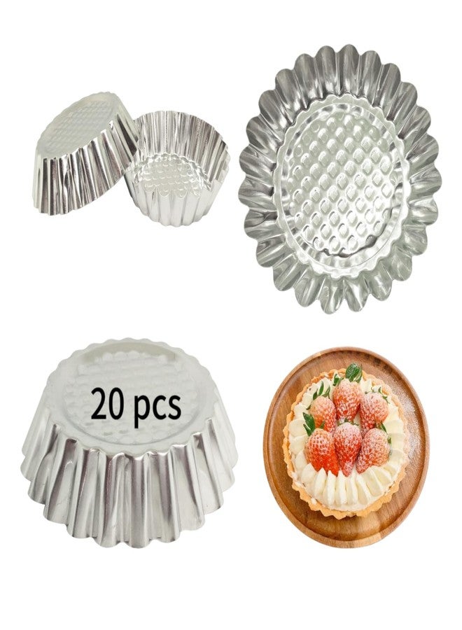 MYStar Set of 20, 3-3/4" Fluted Design Round Shape Non-stick Aluminum Tart Mold, Mini Pie Tin, Tartlet Pan - Image 2