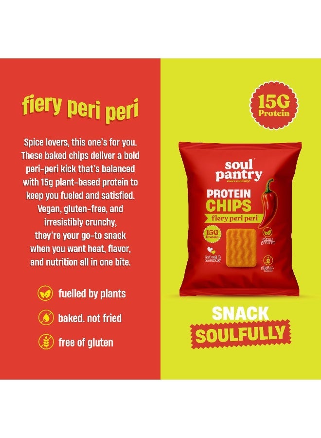 Peri Peri High Protein Chips, 15G Plant Protein, Spicy Gluten-Free Baked Snack, Healthy Crisps For Gym & Office, 50G