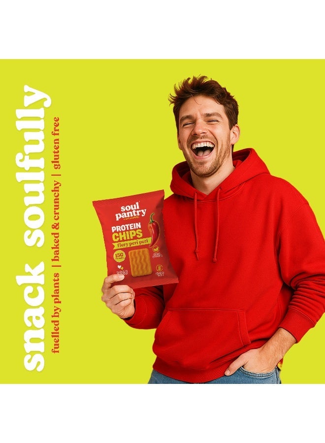 Peri Peri High Protein Chips, 15G Plant Protein, Spicy Gluten-Free Baked Snack, Healthy Crisps For Gym & Office, 50G