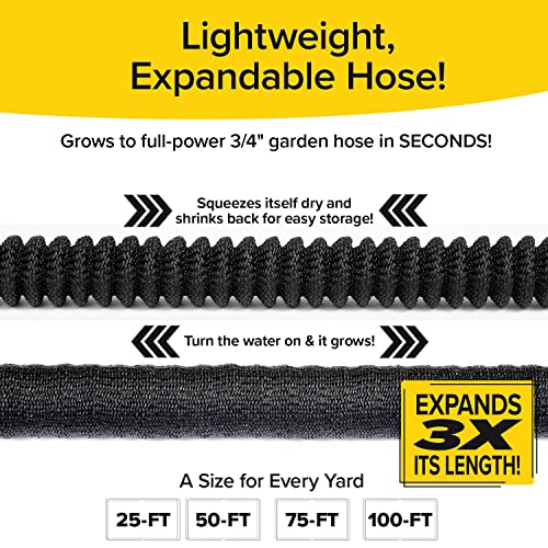 Bulbhead Pocket Hose Silver Bullet 100 ft Turbo Shot Nozzle Multiple Spray Patterns Expandable Garden Hose 3/4 in Solid Aluminum Fittings Lead-Free Lightweight and No-Kink, Black - Image 4