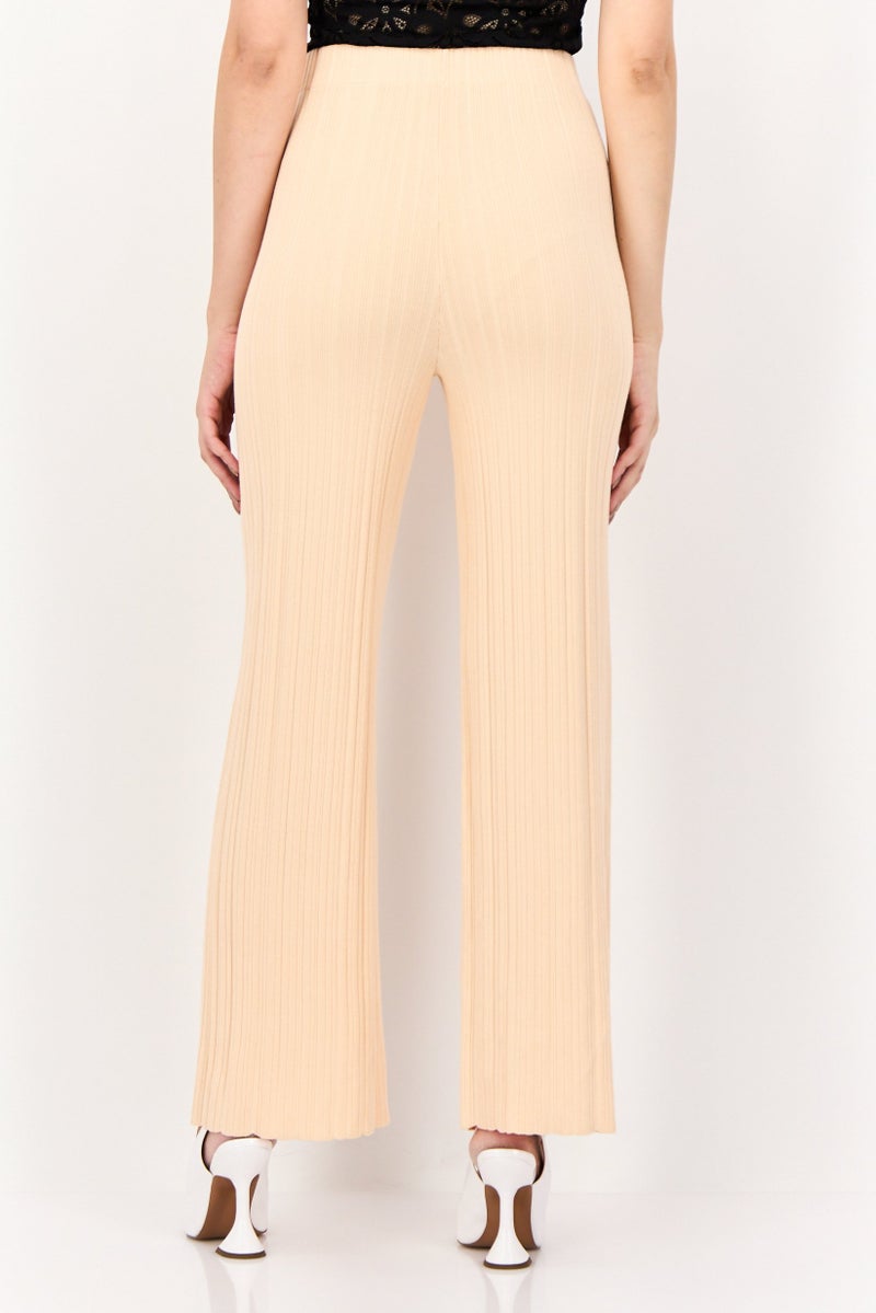 Maje Women Regular Fit Textured Wide Leg Pants, Peach - Image 2
