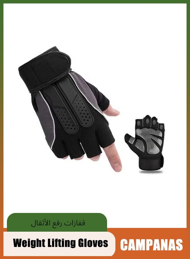 CAMPANAS Weight Lifting Gloves for Men and Women with Non-Slip Grip and Adjustable Wrist Support Velcro Strap, Workout and Cycling Gloves for Fitness Training and Outdoor Activity Black - Image 1