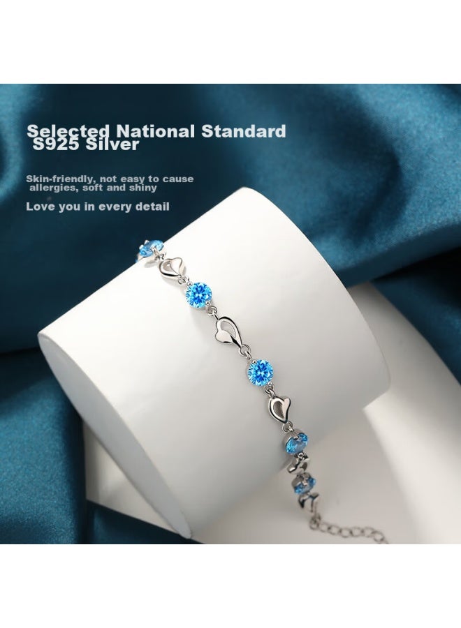 Manhe S925 Silver Bracelet For Women, New Ocean Heart Beaded Bracelet elry, Birthday Gift For Wife Or Girlfriend - Image 5