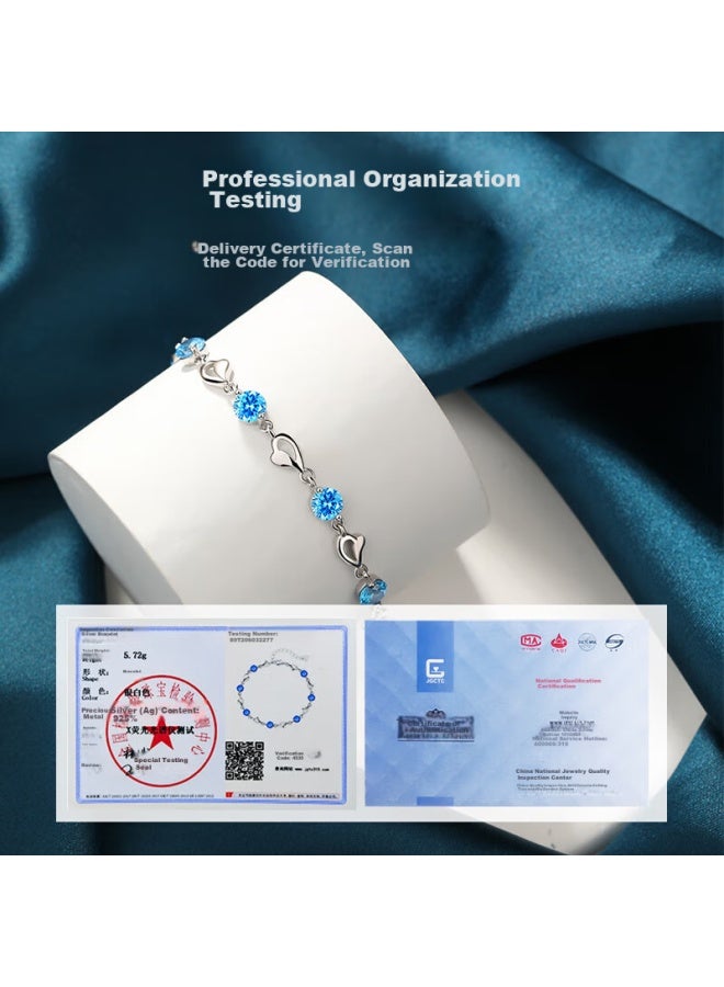 Manhe S925 Silver Bracelet For Women, New Ocean Heart Beaded Bracelet elry, Birthday Gift For Wife Or Girlfriend - Image 3