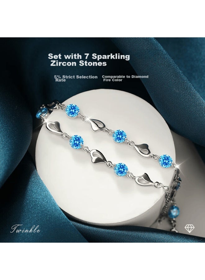 Manhe S925 Silver Bracelet For Women, New Ocean Heart Beaded Bracelet elry, Birthday Gift For Wife Or Girlfriend - Image 4