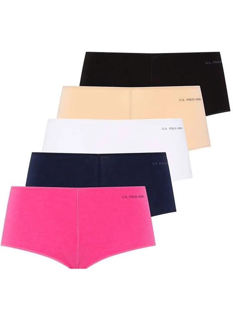 يو اس بولو اسن 67004 Women's Black-Tan-White-Fuchsia-Navy Blue 5-Pack Elasticated Shorts Boxer