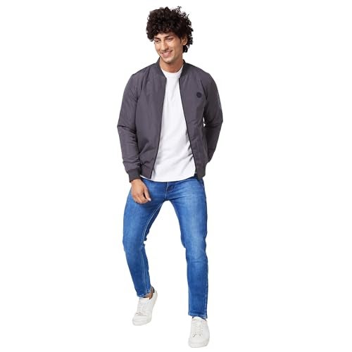 Spykar Men Charcoal Grey Polyester Straight Fit Full Sleeve Plain Lapel Casual Jacket - Image 3