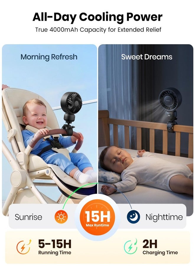 Warmco Portable Stroller Fan, 4000mAh Rechargeable Clip On Fan for Baby - Image 4