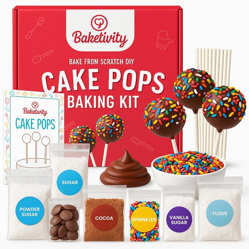 Baketivity DIY Cake Pop Baking Kit for Kids Premeasured Ingredients Decorating Supplies - Image 2
