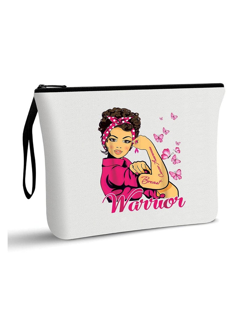 PRINTSHOP4ME BreastCancer Awareness Makeup Bag For Women Cancer Support Gift BreastCancer Survivor Gift Pink Ribbon Cosmetic Zipper Pouch (Design 7)  - Image 1