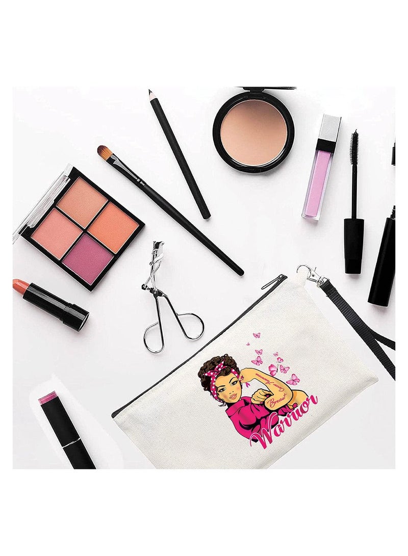 PRINTSHOP4ME BreastCancer Awareness Makeup Bag For Women Cancer Support Gift BreastCancer Survivor Gift Pink Ribbon Cosmetic Zipper Pouch (Design 7)  - Image 2