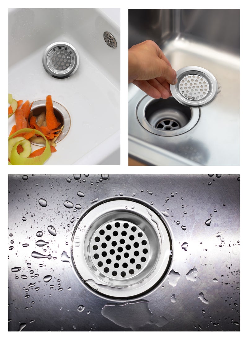 LAWAZIM - Sink Strainer - 6 Piece - Stainless Steel Drain Covers with 4mm Holes and Removable Reusable Design - Ideal for Kitchen, Bathroom, and Utility Sink Drain Protection - Image 1