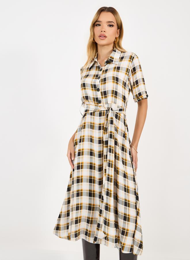 Styli Plaid Tie-Waist Dress  - Image 2
