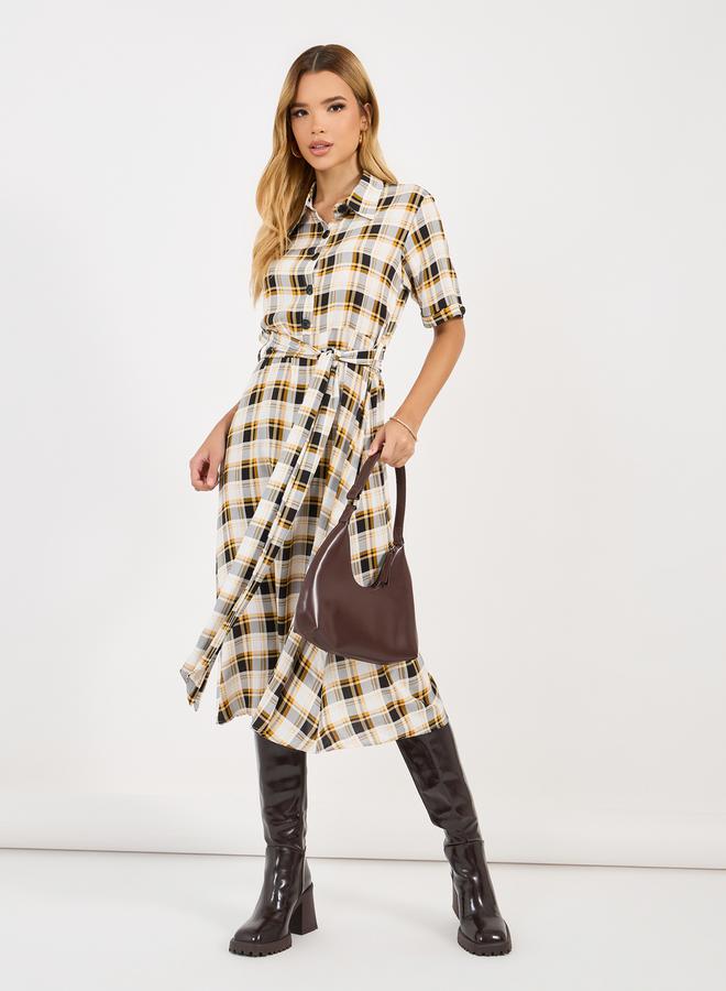 Styli Plaid Tie-Waist Dress  - Image 1