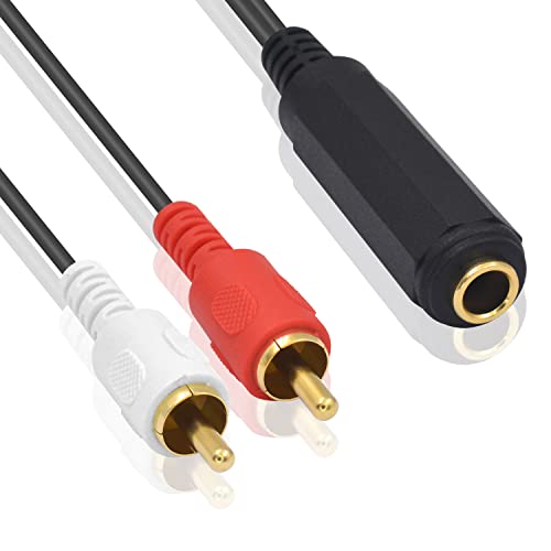 Poyiccot RCA to 1/4 Adapter Cable, 6.35mm 1/4 inch TRS Stereo Jack Female to 2 RCA Male Plug Y Splitter Adapter Cable for Subwoofer, Amplifier, Audio/Video Receiver. 25cm/10inch - Image 2