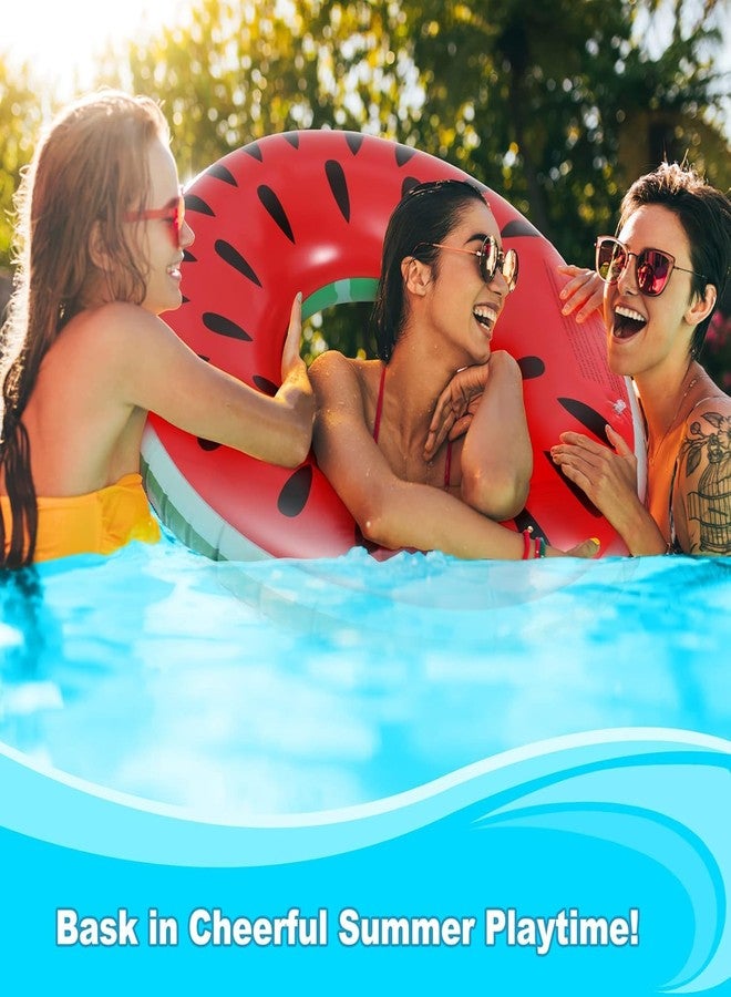 VARENYYA عوامات حمام سباحة على شكل بطيخ من فارنييا للأطفال والكبار، حلقات سباحة قابلة للنفخ، أنبوب عوامة حمام سباحة دائري الشكل، ألعاب مائية ممتعة للشاطئ وحمام السباحة لحفلات الصيف - Image 4