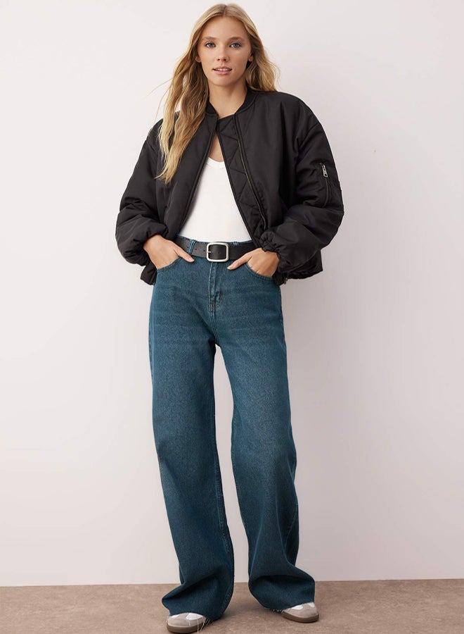 trendyol Dark Blue Leg CutOut Extra High Waist Wide Leg Wide Leg Jeans - Image 1