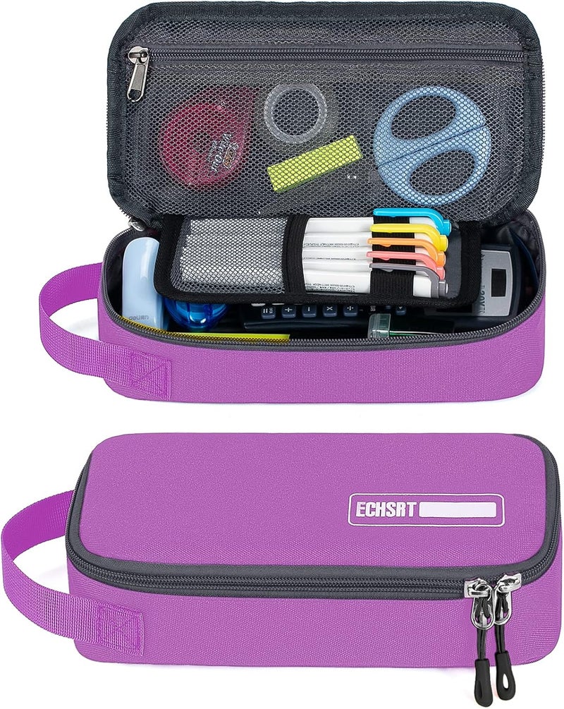 ECHSRT Large Pencil Case, Aesthetic Pen Pouch with Big Capacity, Minimalist Portable Stationery Bag with Handle for Office Organizer Aesthetic Pencil Cases - Image 1